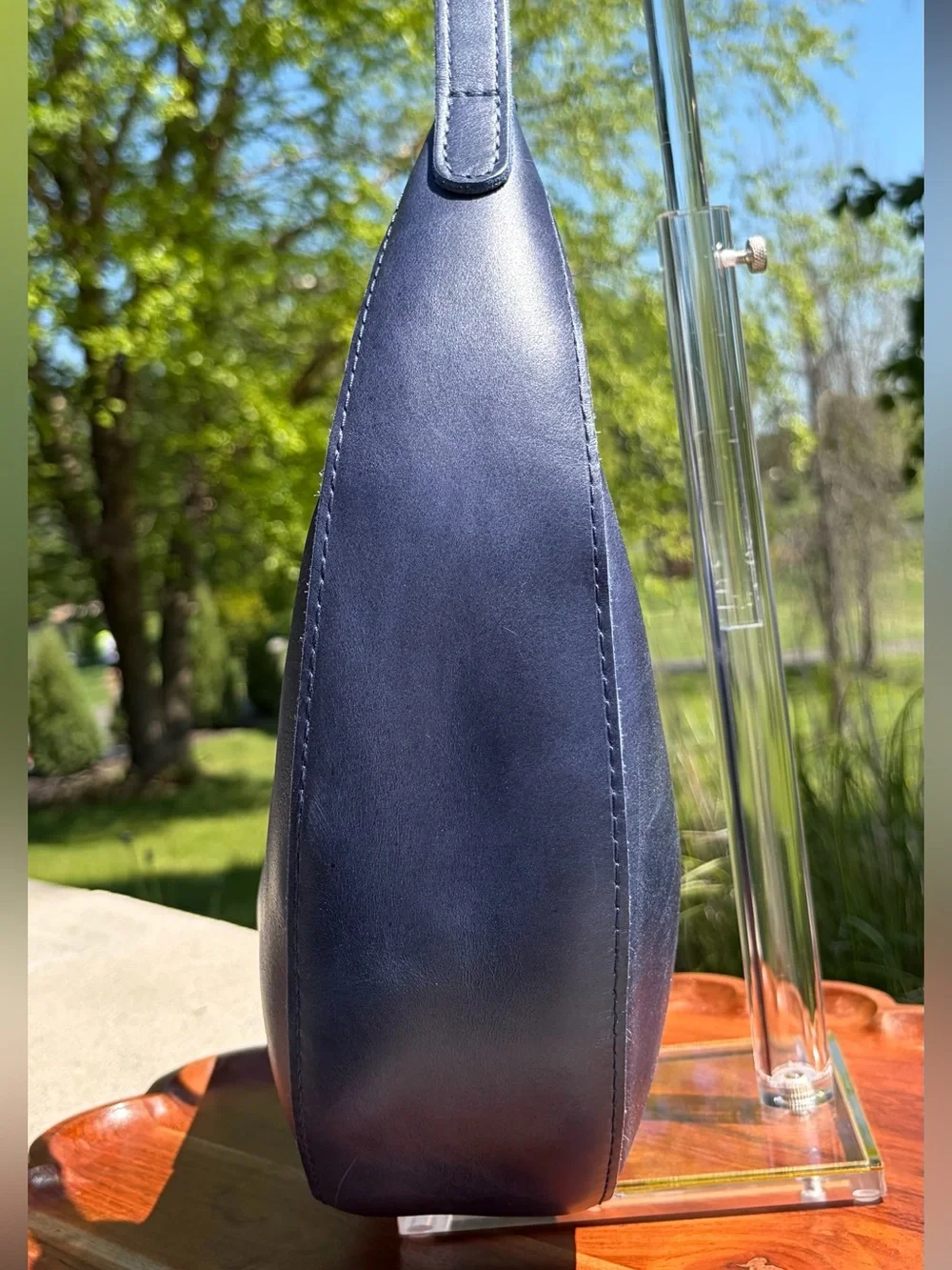 Portland Leather Nora Large Shoulder Bag Cowboy Blue Leather